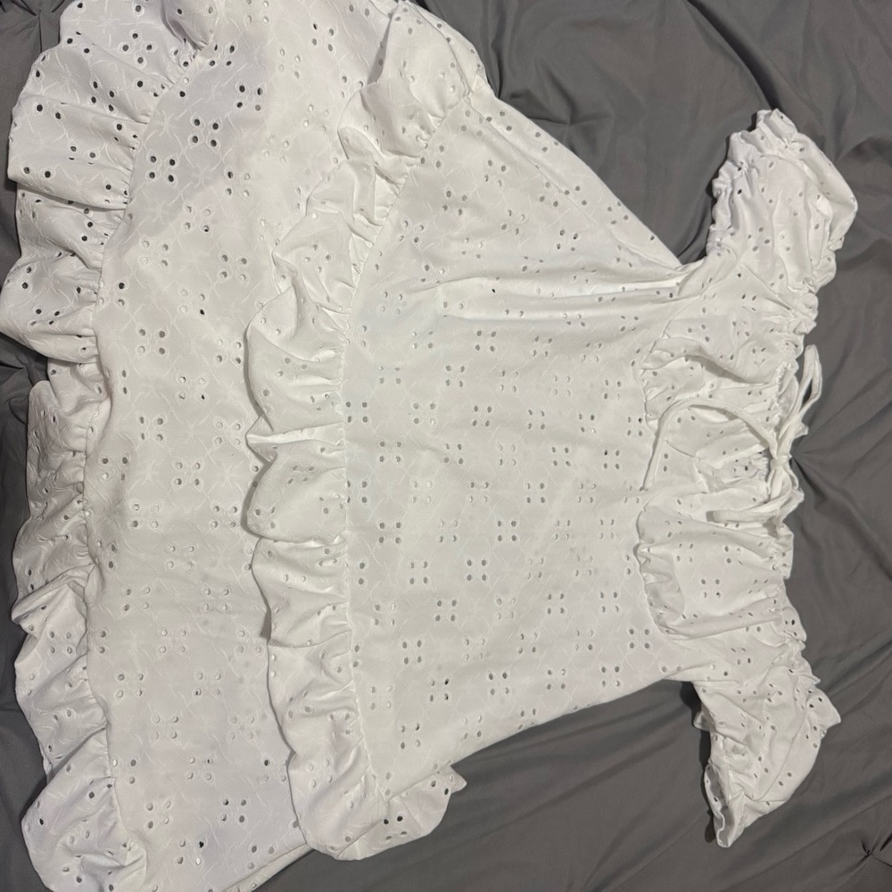White Eyelet Ruffle Dress